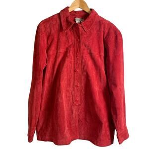 Red Women's Suede Shacket